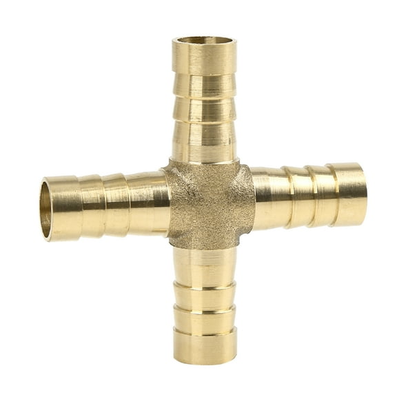 10mm Brass Hose Tail Barb Fitting Cross 4 Way Connector Adaptor for Air Water Gas Oil Pipe