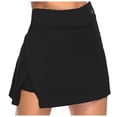 thumbnail image 1 of Women‘s Fast Dry Tight And Elastic Fitness Solid Color Yoga Shorts Two Piece Set Versatile Basic Irregular Hem A-Line Mini Skirt Summer, 1 of 6