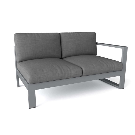 Anderson Teak Lucca Contemporary Aluminum Right Loveseat in Gray