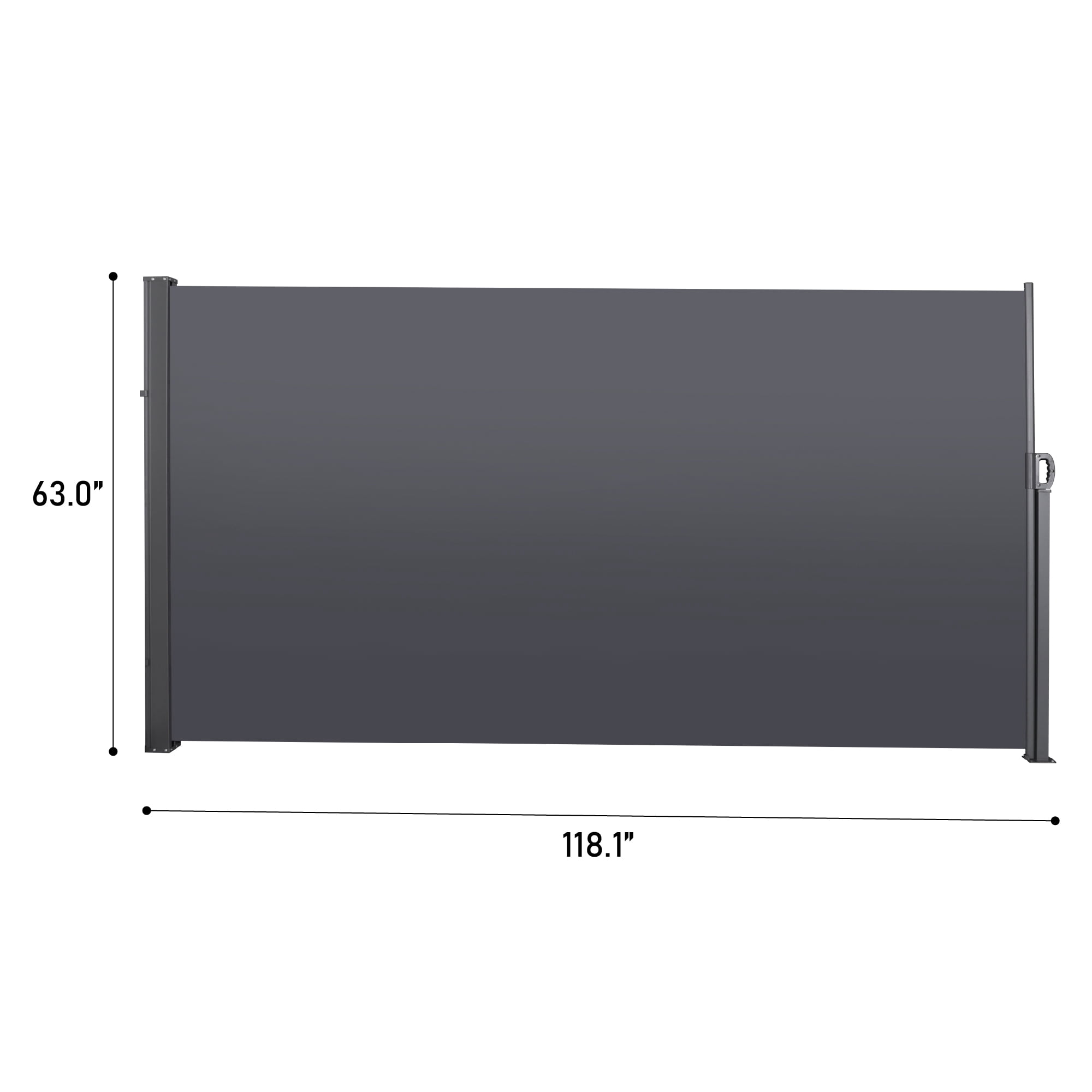 Retractable Awning, 118x63 Inch Sun Shade Screen for Balcony Patio Outdoor Space, Grey