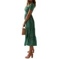 thumbnail image 5 of YUBNLVAE Vestido midi de manga corta de verano con estampado floral bohemio para mujer, 5 of 5