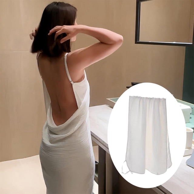 Toalla de baño para mujer, de baño con tirantes, ligera, elegante, cómoda, de secado rápido, con tirantes, de ducha para vacaciones y hogar. borde blanco