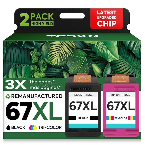 67XL Black/Color Remanufactured Ink Cartridge Replacement for HP Ink 67 67XL Printer Ink use for DeskJet 2700 2700e 2755e 2855e 2800 4155e 4255e 4100