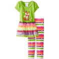 thumbnail image 1 of Bonnie Jean Little Girls' Fox Appliqued Legging Set, Green, 2T, 1 of 2