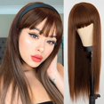 thumbnail image 1 of Multicolor Long Straight Synthetic Hair, Wigs with Bangs Women's Costume - Wig - Heat Resistant Hair - Replacement Wig, 1 of 7