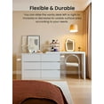 thumbnail image 5 of 6-Drawer Dresser Vanity Combo with Extendable Table, L-Shaped Chest of Drawers with 6 Storage Drawers, MDF Drawer Organizer for Bedroom, Living Room, White, 5 of 6