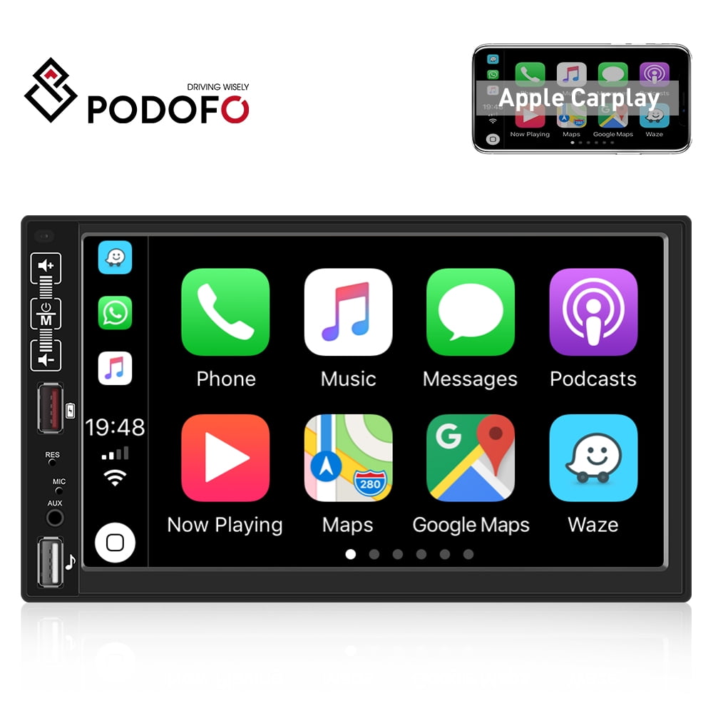 7 HD Retractable Touch Screen Car Stereo with Bluetooth/Steering Wheel Control Support USB Back-up Camera AUX Podofo Single Din Car Audio Receiver Compatible with Apple Carplay and Android Auto 