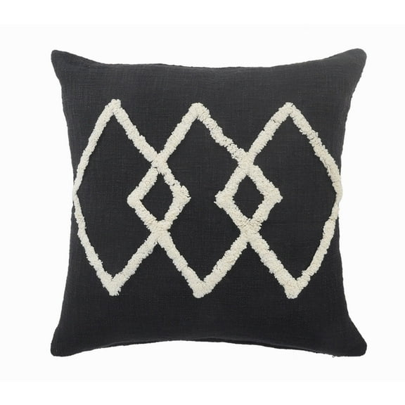 Laddha Home Designs 20" Black and White Diamond Square Throw Pillow