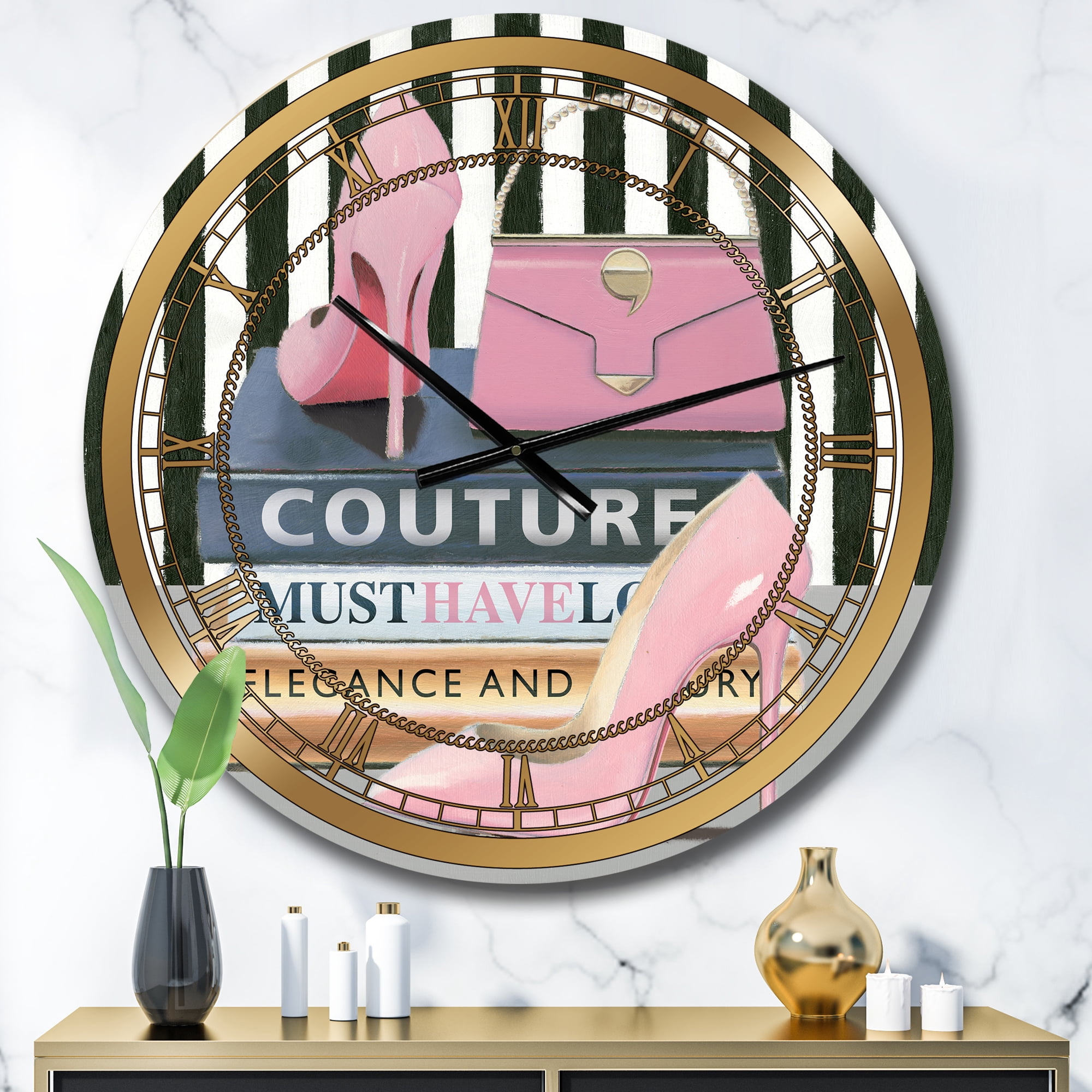 Designart 'Glam fashion High Heels VII' Glam wall clock