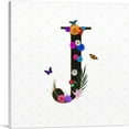 thumbnail image 1 of ARTCANVAS Flower Plant Butterfly Alphabet Letter J Canvas Art Print - Size: 36" x 36" (0.75" Deep), 1 of 9