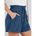 thumbnail image 4 of Linen Shorts for Women Casual High Waisted Wide Leg Drawstring Cute Summer Beach Shorts 2024 Fashion Vacation Outfit, 4 of 8