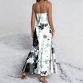 thumbnail image 5 of Zpzdpjkx Women's Summer Floral Printed Maxi Dress Breathable Comfy V-Neck Spaghetti Strap Side Slit Cami Dress Nightgown White S, 5 of 6