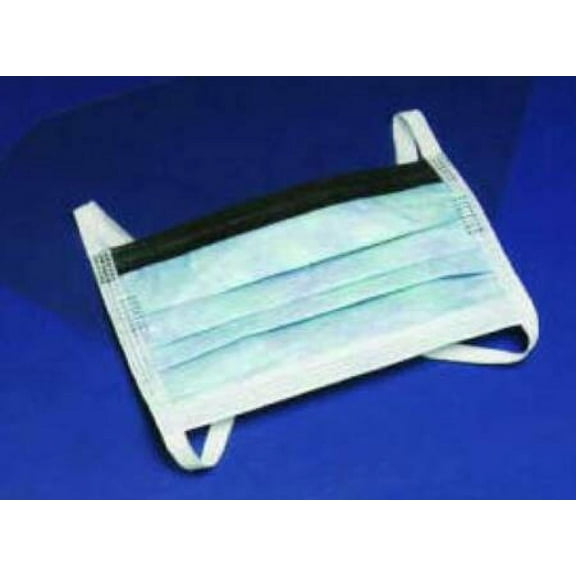 Cardinal Health Surgical Mask with Eye Shield - ASTM Level 3, Cellulose/Spunbond Polypropylene, Anti-fog Foam, Pleated, Earloops, One Size Fits Most, Blue, Non-sterile, 25 Count