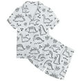 thumbnail image 4 of Pyjamas en Soie pour Filles Imprimé Manches Courtes Ensemble de Pyjamas Boutonnés pour Filles Ensemble de Pyjamas Classique pour Tout-Petits Garçons Filles Mode, 4 of 5