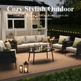 thumbnail image 4 of LayinSun 4 Piece Outdoor Furniture Set with Coffee Table, Modern Rope Woven Patio Conversation Sofa Set with Olefin Braid and Deep Seating, 4 of 9
