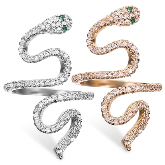 SOPOTUTU 2 Pcs Snake Rings for Women Metal Elegant Jewelry Accessory for Parties and Birthdays