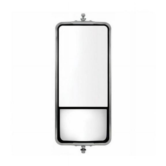 United Pacific 7 in x16 in West Coat Mirror w/Convex Lower Mirror - Stainless 60029
