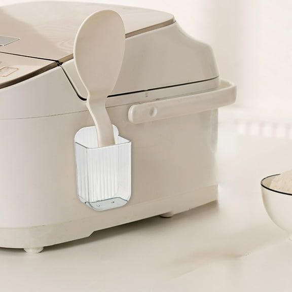 Snmubt Rice Spoon Organiser Kitchen Wall Mounted Rice Cooker Spatula Holders Rice Spoon Holders Without Stickers (Clear, Plastic)