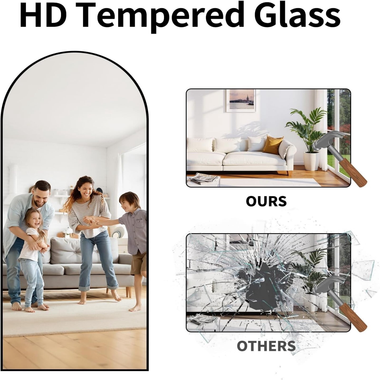 AUROMIR 71"x30" Arched Full Length Mirror Large Floor Mirror with Metal Frame, Black