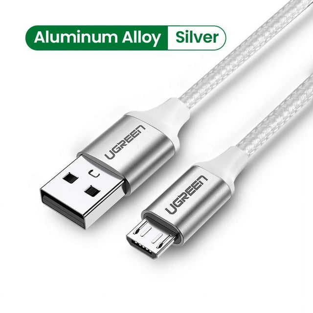 Micro USB Cable 3A Fast Charging USB Charger Cable Mobile Phone Charging Cable for Xiamo Huawei HTC Android USB Wire Matal Silver_23 2m
