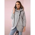 thumbnail image 4 of Women'S Plus Size Hooded Fleece Lined Sweatshirt Full Zip Casual Long Sleeve Outdoor Jacket Light Gray 4XL, 4 of 7