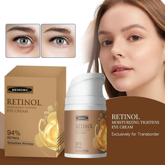 Fiudx Crema de Retinol, Hidratante para Contorno de Ojos Hemeiel, Fórmula con Retinol para Reducir Líneas de Expresión, Crema Antiedad para Combatir Ojeras, Uso Diario Nocturno, para Todo Tipo de Pie