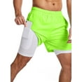 thumbnail image 1 of Men's Active Sweatpants with Inner Layer Athletic Running Shorts 2 in 1 Gym Workout Fitness Phone Pocket Drawstring Shorts, 1 of 2