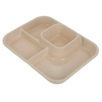 Homoyoyo Beige Portion Control Plate with 4 Compartments, Microwave Dinner Plate, PP Material
