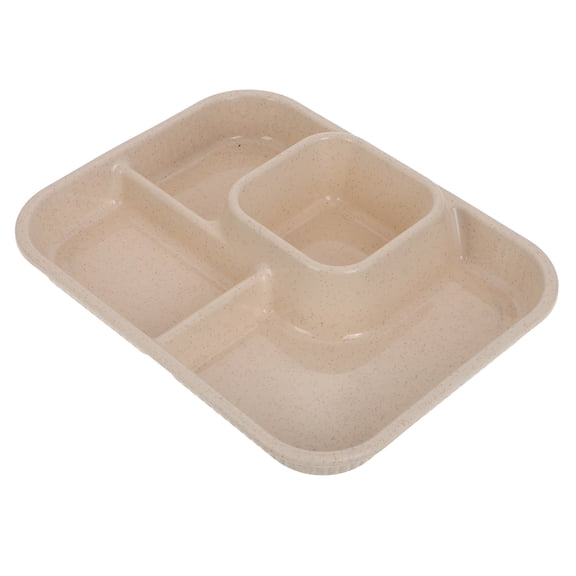 Homoyoyo Beige Portion Control Plate with 4 Compartments, Microwave Dinner Plate, PP Material