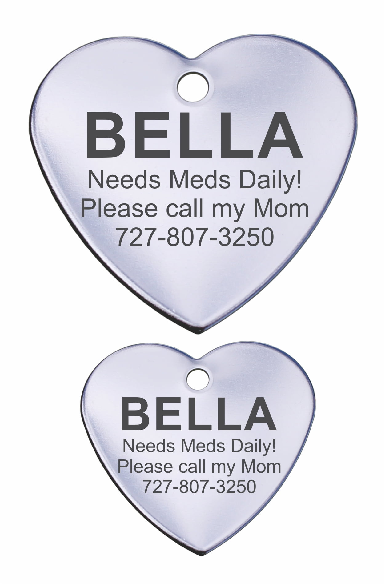 Stainless Steel Personalized Pet ID Tags - Small Heart