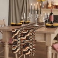 thumbnail image 2 of Retro Tribal Table Runner, Middle Century Bohemia Minimalist Art Red Brown Washable Cotton Linen Table Runners 60 Inches Long, Dresser Scarf Runner for Coffee/TV Stands/Kitchen/Cabinets 13''x60'', 2 of 9