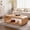 Natural Wood, variant on Noble House Dyani 47" Elegant Curved Coffee Table with Open Storage Shelf, for Contemporary Living Room, Amber