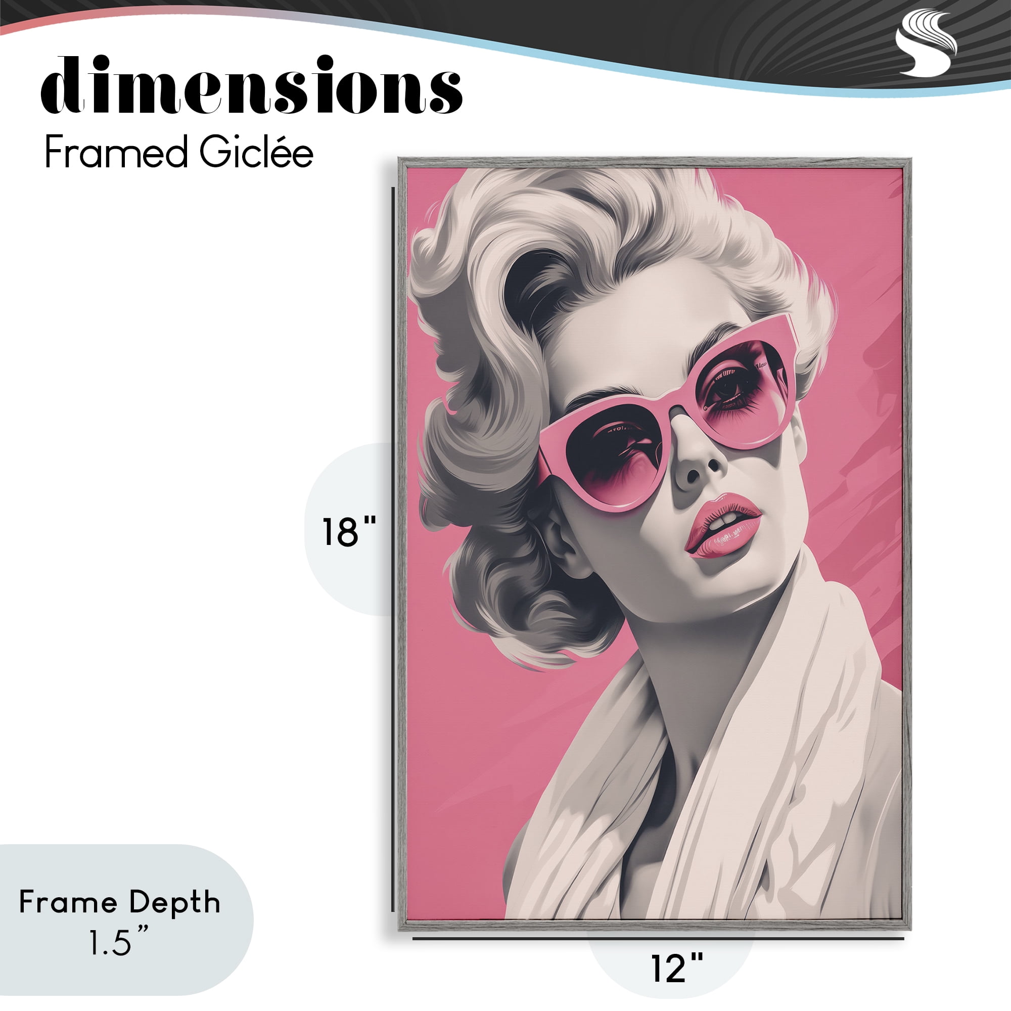 Stupell Industries Retro Chic Glamour Gray Framed Giclee Art, design by Andrea Haase