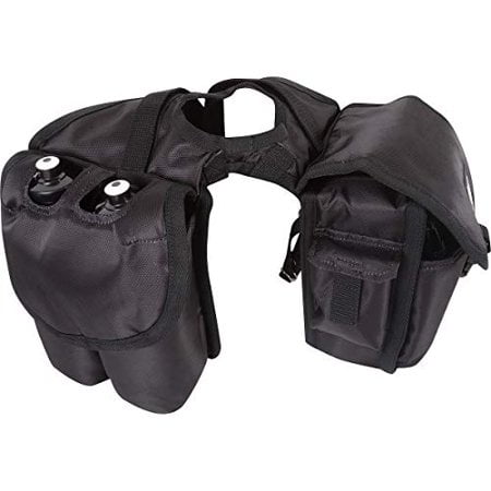 cashel Saddle Bag, Horn with Bottle Holder, Black