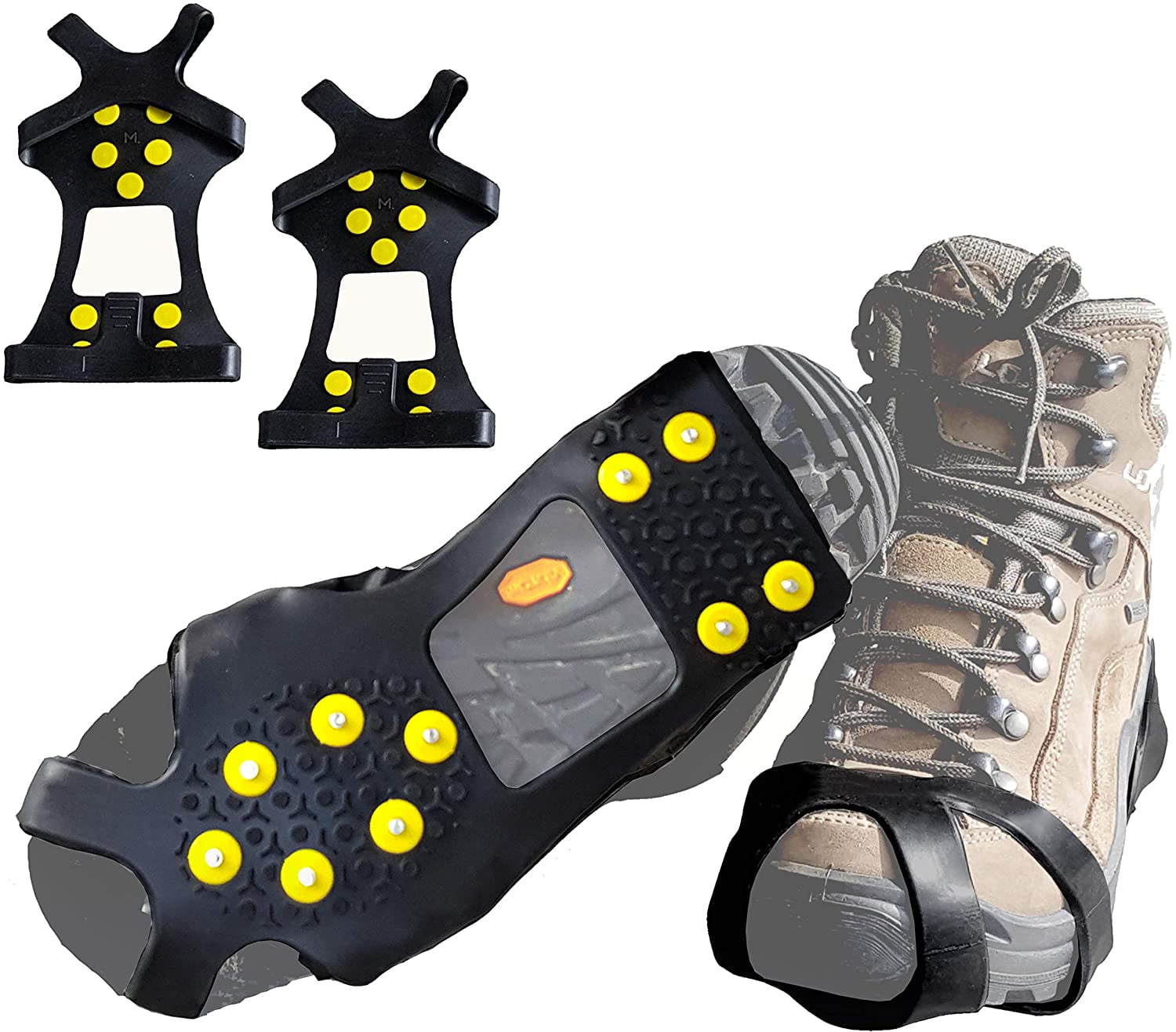 LARGE LIGHT-UP ICE TRACTION SLIP-ONS WALKING AID SNOW GRIPS FIT BOOTS OR SHOES 