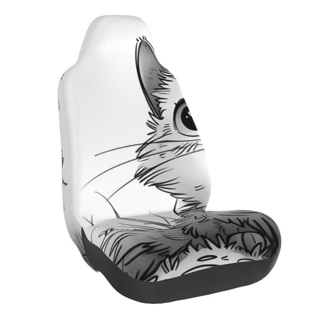 Wukai Cute Cat Meadow Sketch Full Set Car Seat Covers with Soft Padding Universal Auto Front Seats Protector and Cushion Mat