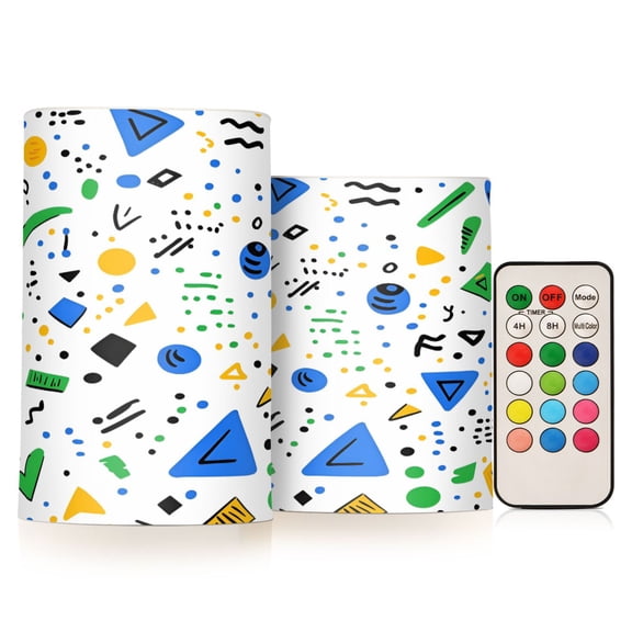 Yayeee Flameless Candles with Remote Flickering Battery Operated Multi Color Changing, Blue Simple Shapes