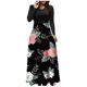 thumbnail image 1 of Vestido largo de manga larga con cuello redondo y estampado floral para mujer Pompotops  hdfakjf4122, 1 of 5
