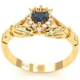 thumbnail image 5 of Claddagh Lab-Created Sapphire Diamond Ring In Solid 14k Yellow Gold, 5 of 6