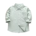thumbnail image 4 of Boys Girls Shirts Long Sleeve Button Down Collared Checked Shirt with Chest Pocket Kids School Uniform 2-9 Years, 4 of 9