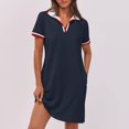thumbnail image 3 of Dvprdro Robes pour Femmes Mode Classique Uni à Manches Courtes Robe Mini Décontractée d'Été Tennis Golf Robe Chemise avec Poches, 3 of 5
