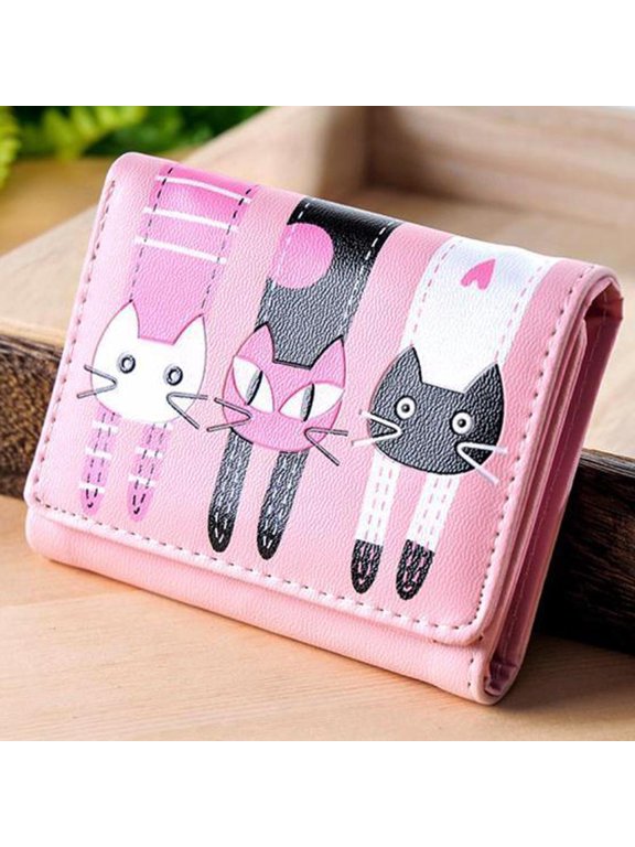 Women's Wallet Cartoon Wallet Lovely Cat Pattern Trifold BETT