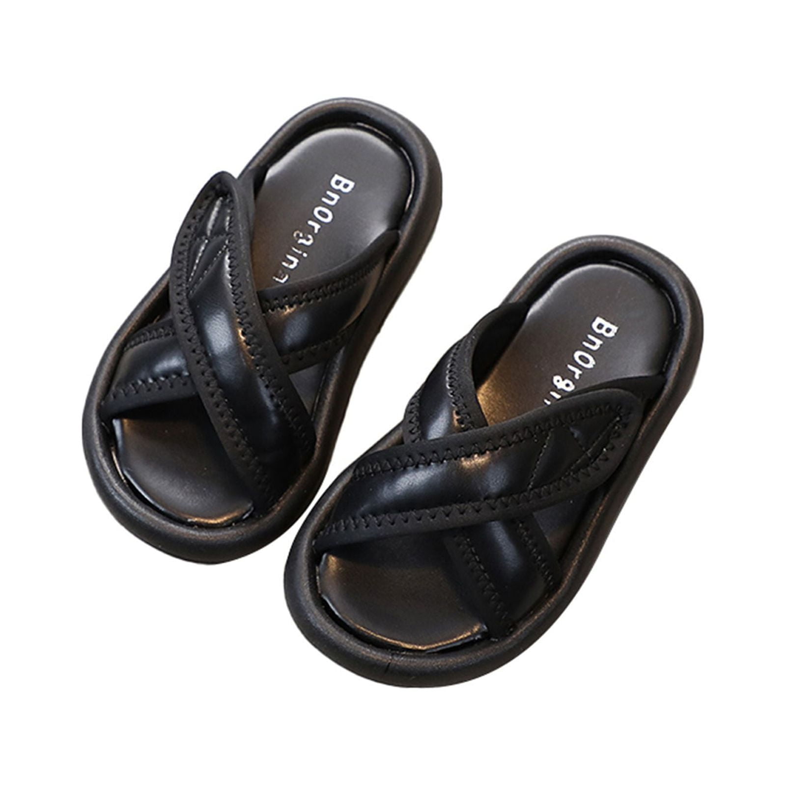 Little Kid Girls Shoes Foam House Slipper Girl s CrossBand Design Slippers Soft House Slippers Cozy Open Toe Home Shoes Comfy Summer Indoor Female Shoes Black 13.5 Walmart