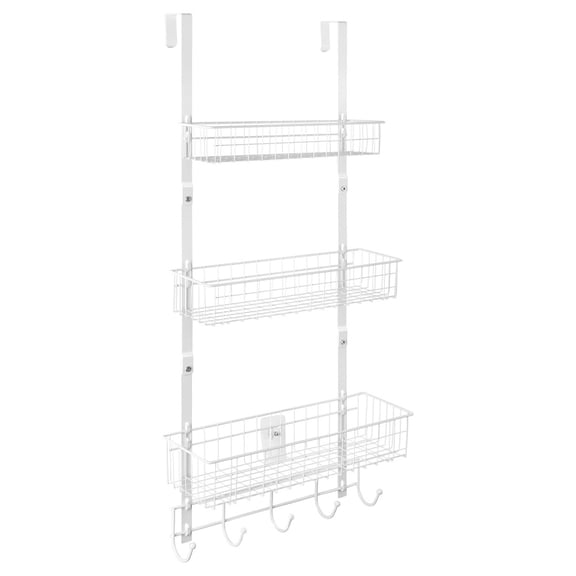 White 3 Tier over The Door Storage Baskets, Back of Door Organizer for Small Space for Bathroom, Kitchen, Office