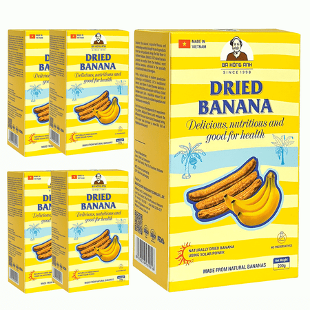 Banaco Dried Banana Organic Whole Chewy Natural Fruit Soft Healthy Snack No Sugar Added Vegan Gluten-Free High Fiber 7oz Value Packs of 5