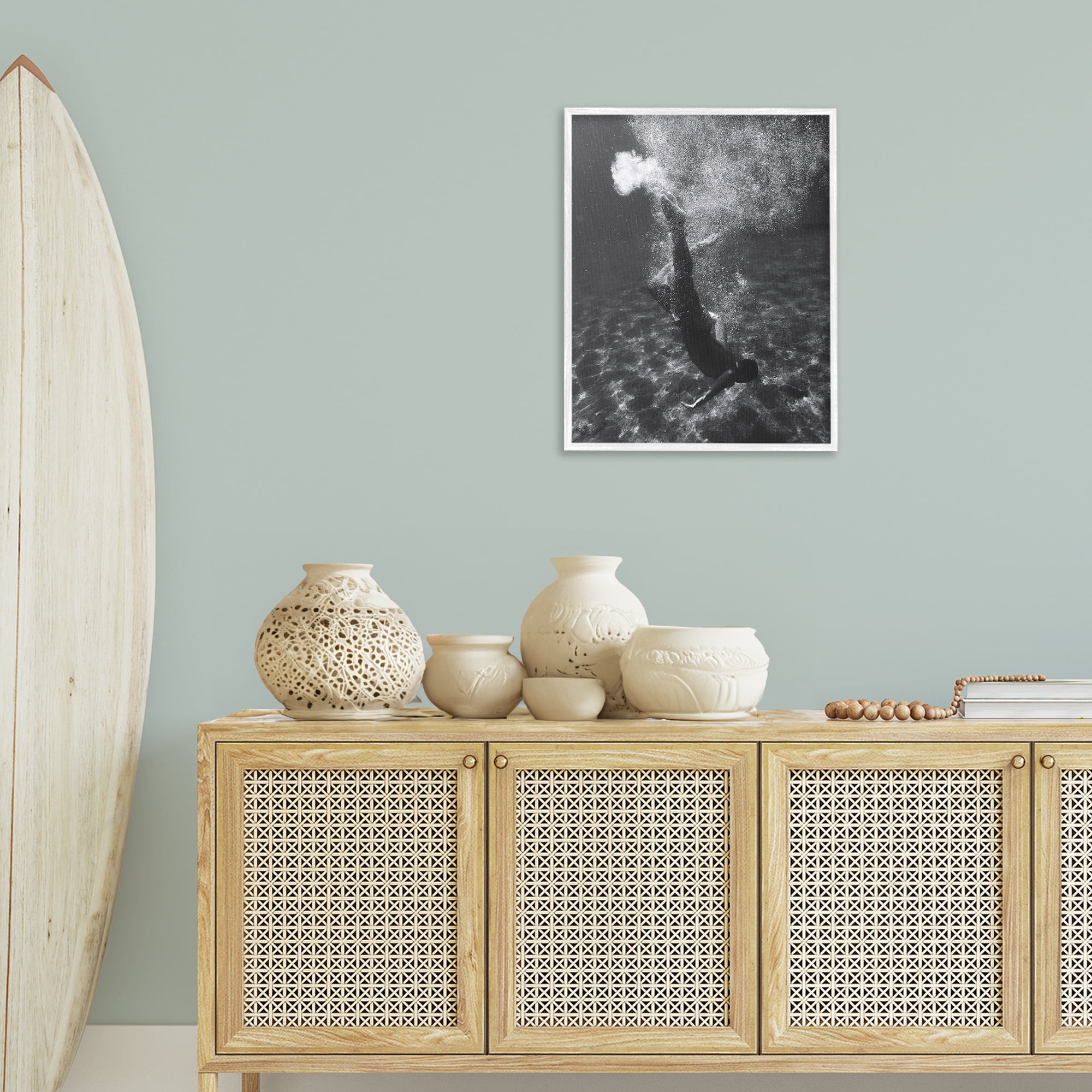 Stupell Industries Deep Ocean Diving Novelty Photography White Framed Art Print Wall Art, 24 x 30