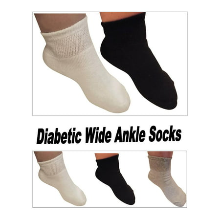 Diabetic Wide Loose Fit Ankle Quarter Socks - Promotes Circulation Cotton Blend - Womens - Mens - All Sizes,