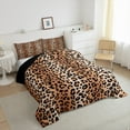 thumbnail image 3 of Feelyou Modern Cheetah Print Full Size Comforter Sets, Rustic Farmhouse Bedding Comforter Set, Fashion Brown Polkadots Reversible Bedding Sets, Super Cozy Room Decor, 3pcs, 3 of 8