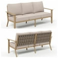 thumbnail image 6 of Summit Living 5-Piece Woven Rope Outdoor Patio Furniture Set with Swivel Chairs & 2 Round Nesting Coffee Table, Wood-Grain Metal Outdoor Patio Conversation Set for 5 People, Beige, 6 of 14