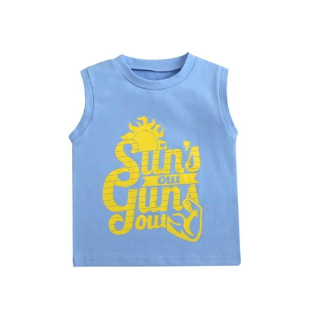 

Breathable Summer Baby Little Boys Vest Creative Letter Printing Sleeveless Round Collar Top Casual Clothes